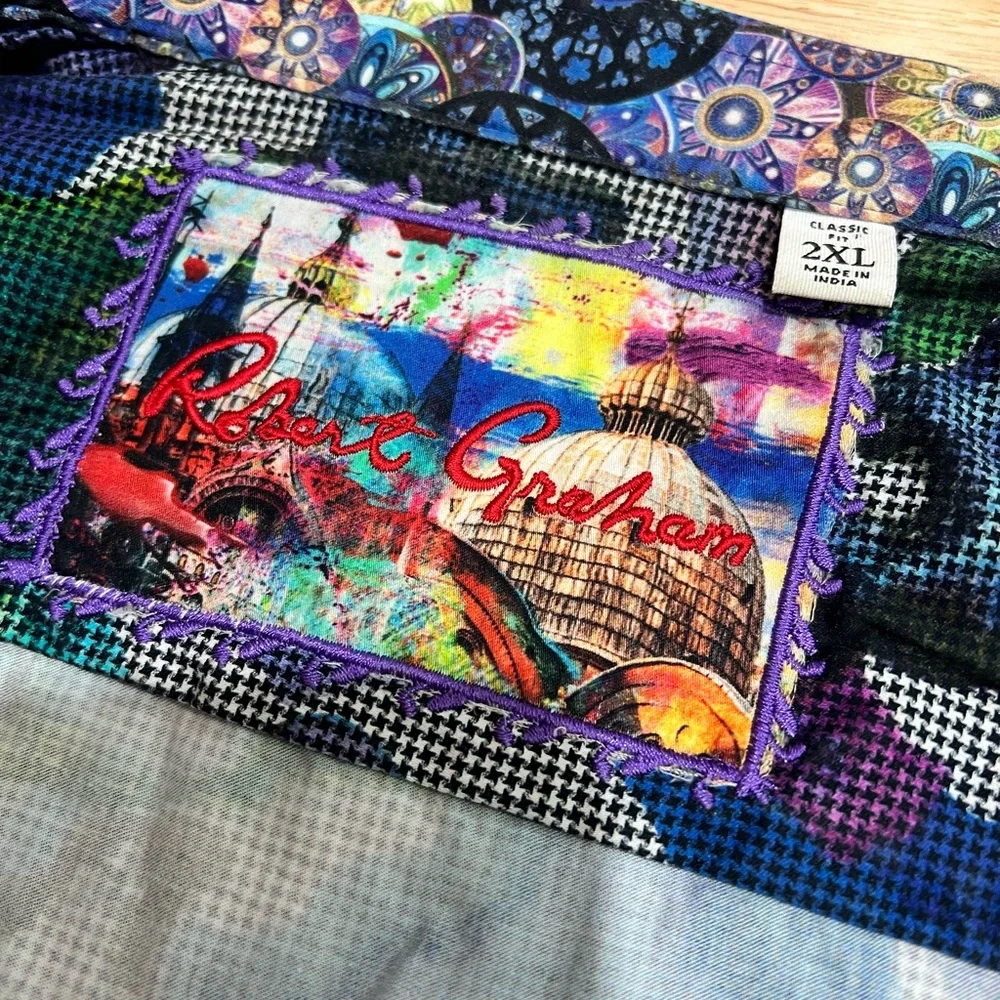 ROBERT GRAHAM‎ 100% COTTON CLASSIC FIT A.S. ROMA MEN`S SHIRT COLORFUL - Picture 12 of 12